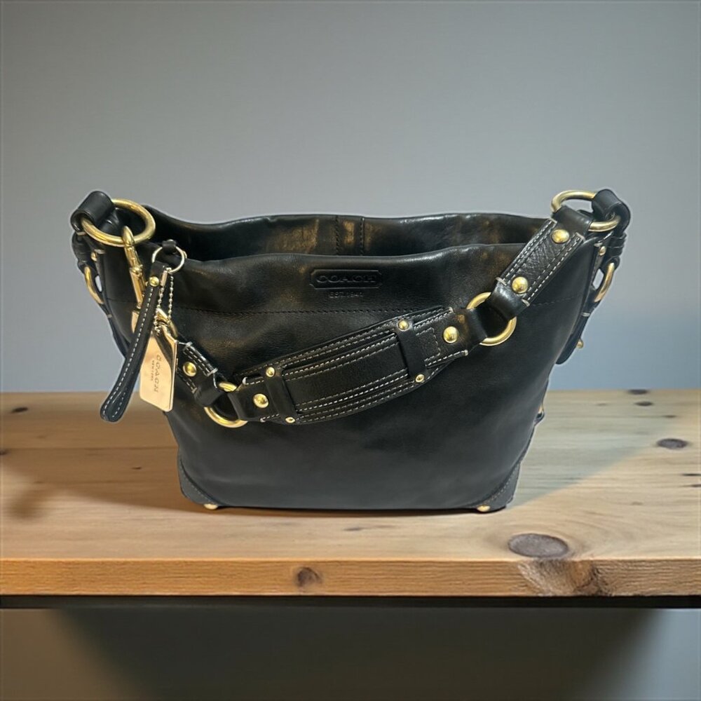 Coach Black Leather Hobo Bag